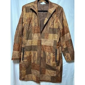 N.R.1 Vintage Brown Patchwork Style Coat Multiprint Fall Outfit Sz 14 Western